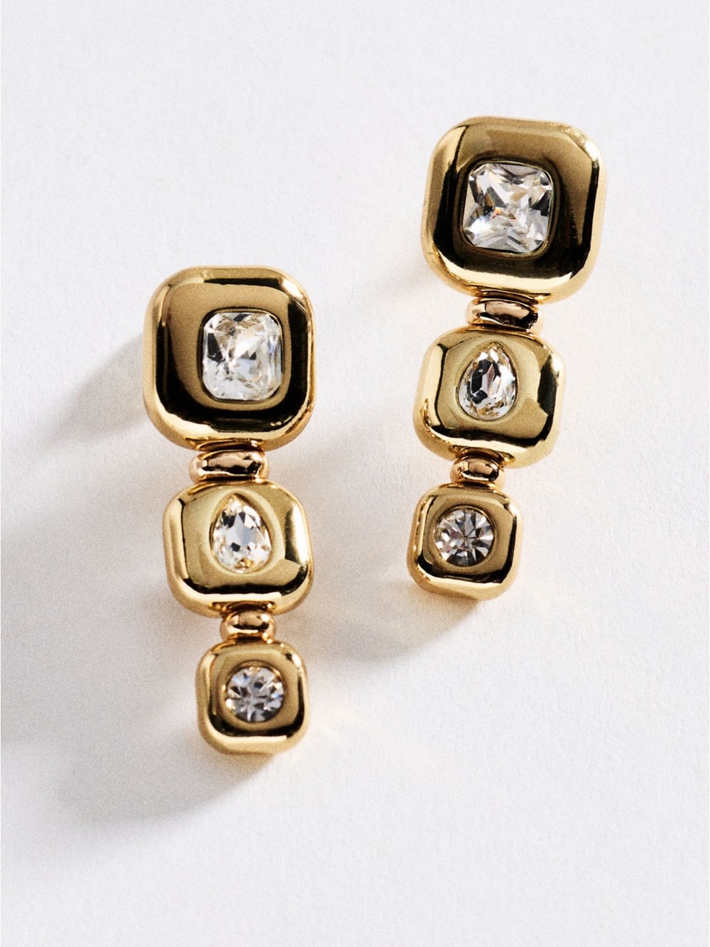 Anthropologie Bezel Crystal Square Drop Earrings
